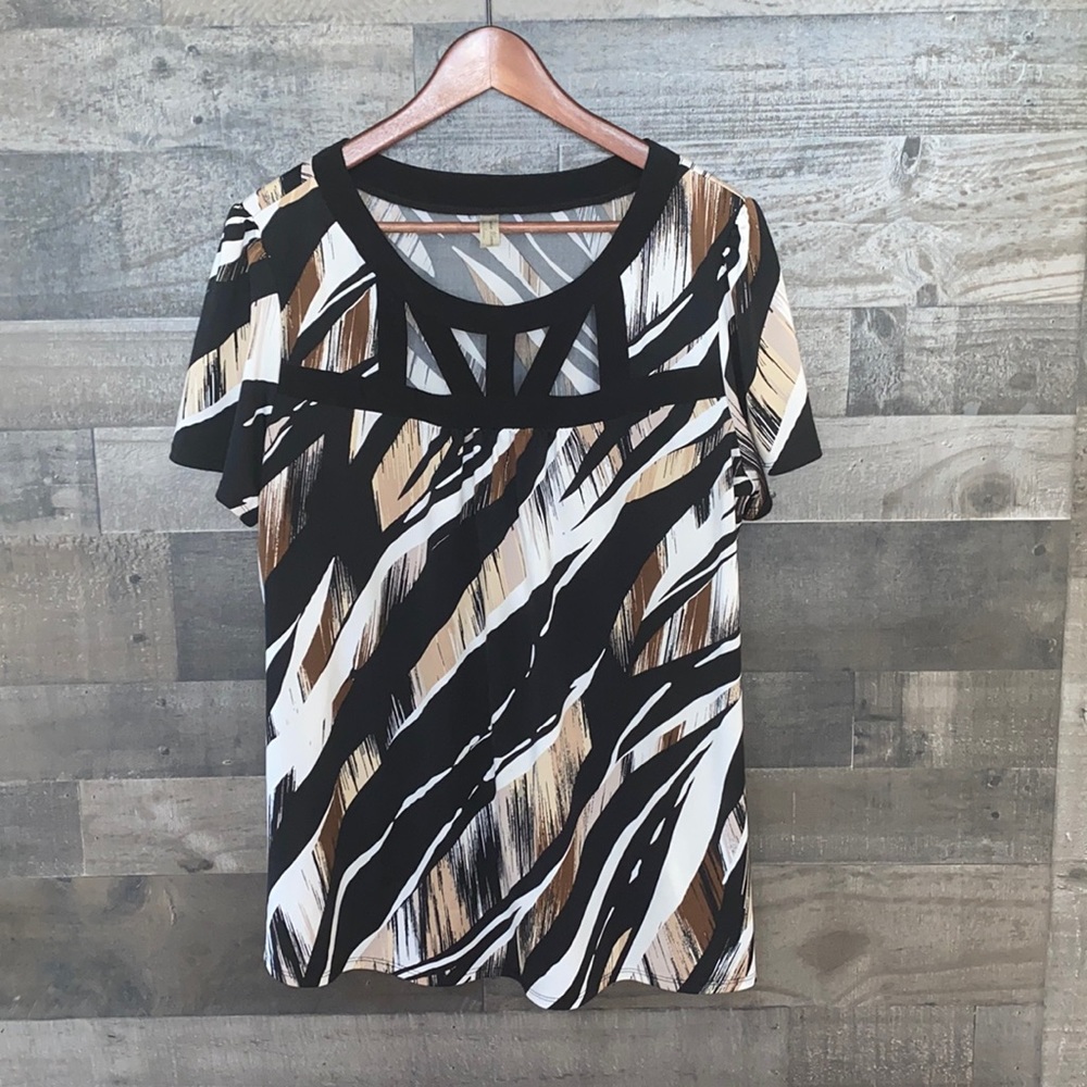 Black Brown and White Perception Woman’s Blouse